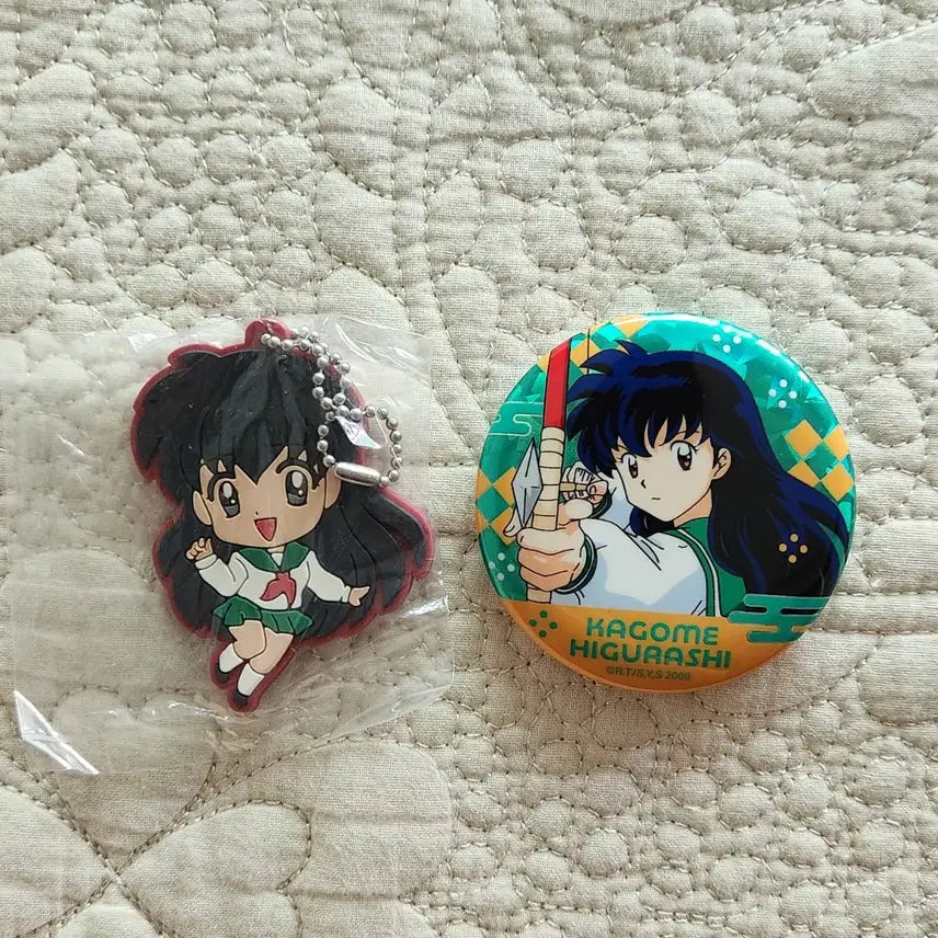 [BUNJANG] Inuyasha Kagome Rubber Strap & Can Badge Bundle Set / 이누야샤 카고메 가영 캔뱃지 러버스트랩 일괄 판매