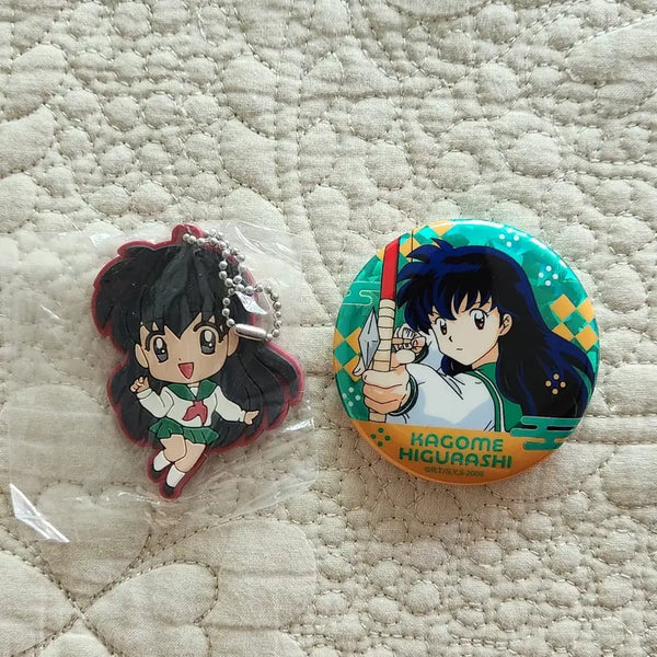 [BUNJANG] Inuyasha Kagome Rubber Strap & Can Badge Bundle Set / 이누야샤 카고메 가영 캔뱃지 러버스트랩 일괄 판매