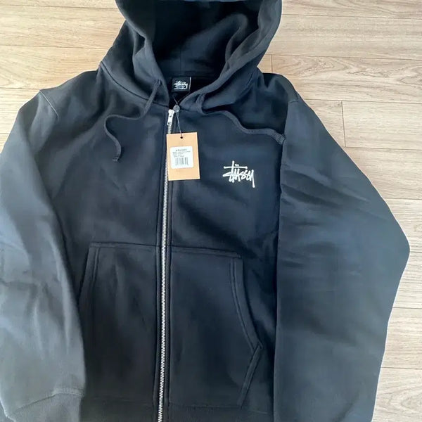[BUNJANG] Stussy Hooded Zip-Up Jacket Black / 스투시 후드 집업 블랙