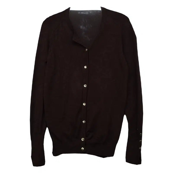 [BUNJANG] Zara Brown Basic V-Neck Knit Cardigan / 자라 브라운 베이직 브이넥 니트 가디건 55