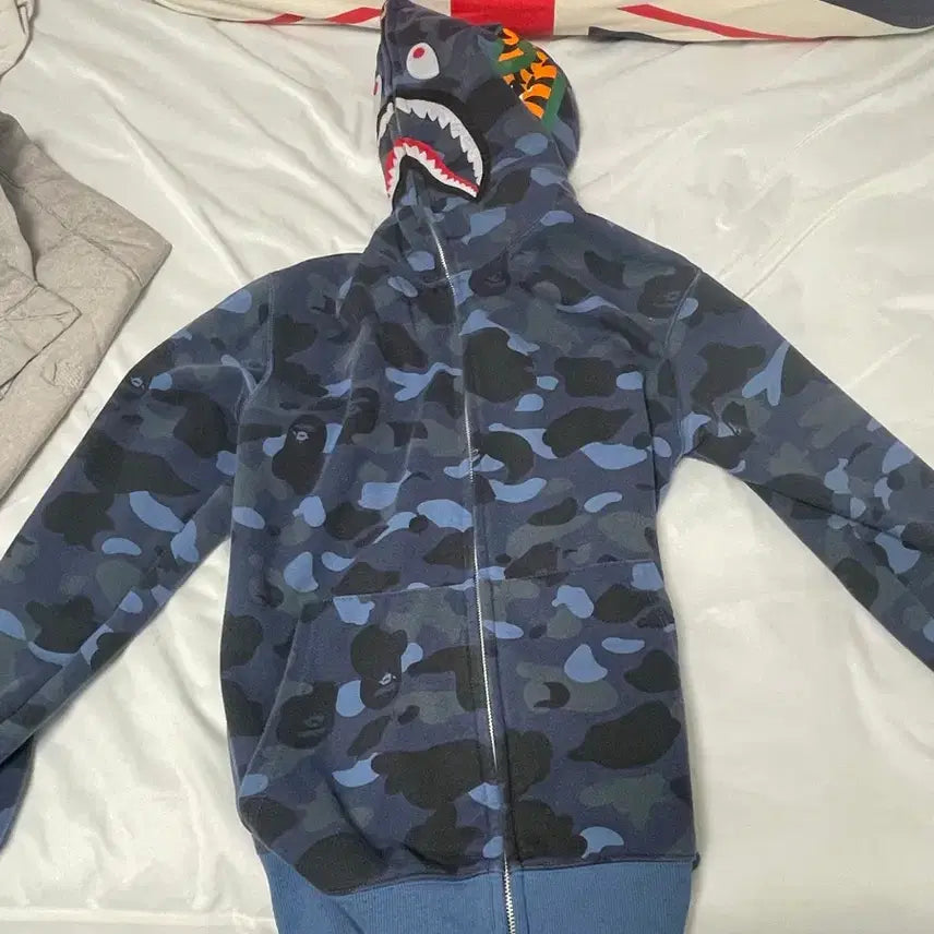 [BUNJANG] BAPE Full Zip Hoodie Navy / (판매 , 교신) 베이프 후드집업 네이비