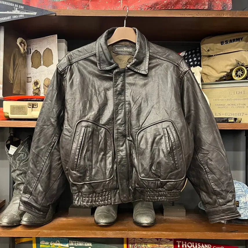[BUNJANG] Banana Republic Old Label Real Leather Bomber Jacket / 바나나 리퍼블릭 올드라벨 리얼레더 봄버 자켓 N2601