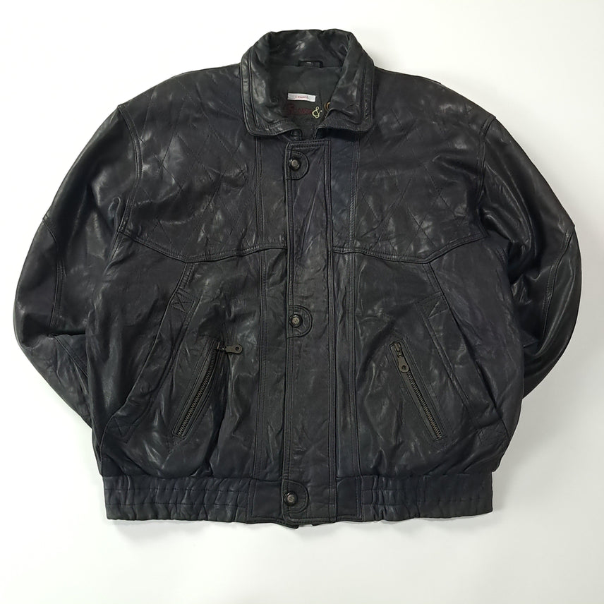 [BUNJANG] Rover & Lakes 90s Lambskin Leather Bomber Jacket / CC205 XL 로버앤레이크스 90s 양가죽 블랙 레더 봄버 가죽 자켓