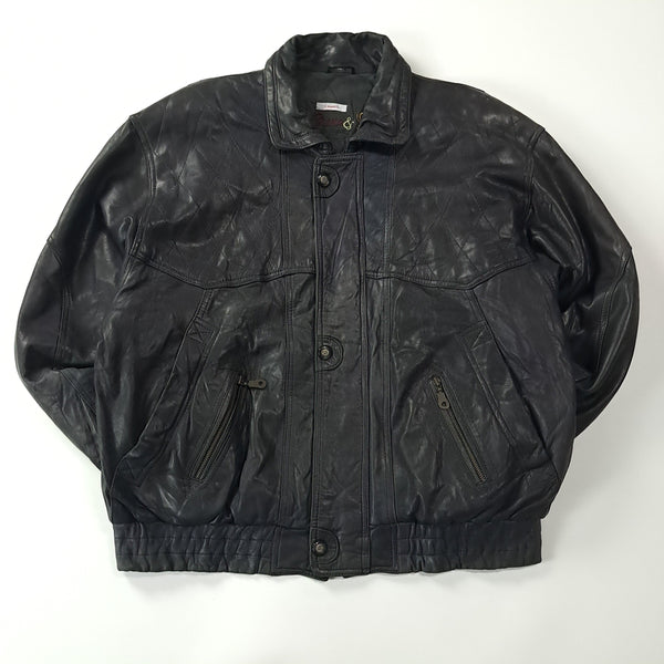 [BUNJANG] Rover & Lakes 90s Lambskin Leather Bomber Jacket / CC205 XL 로버앤레이크스 90s 양가죽 블랙 레더 봄버 가죽 자켓