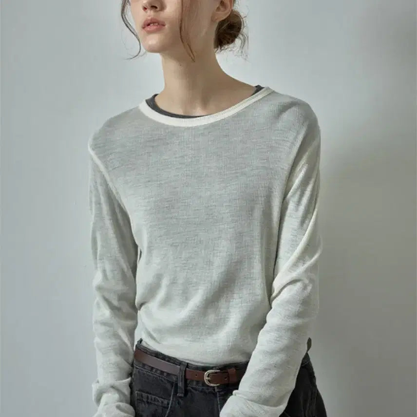 [BUNJANG] Facade Pattern Wool T-shirt Ivory S / 새상품)파사드패턴 울티셔츠 아이보리S