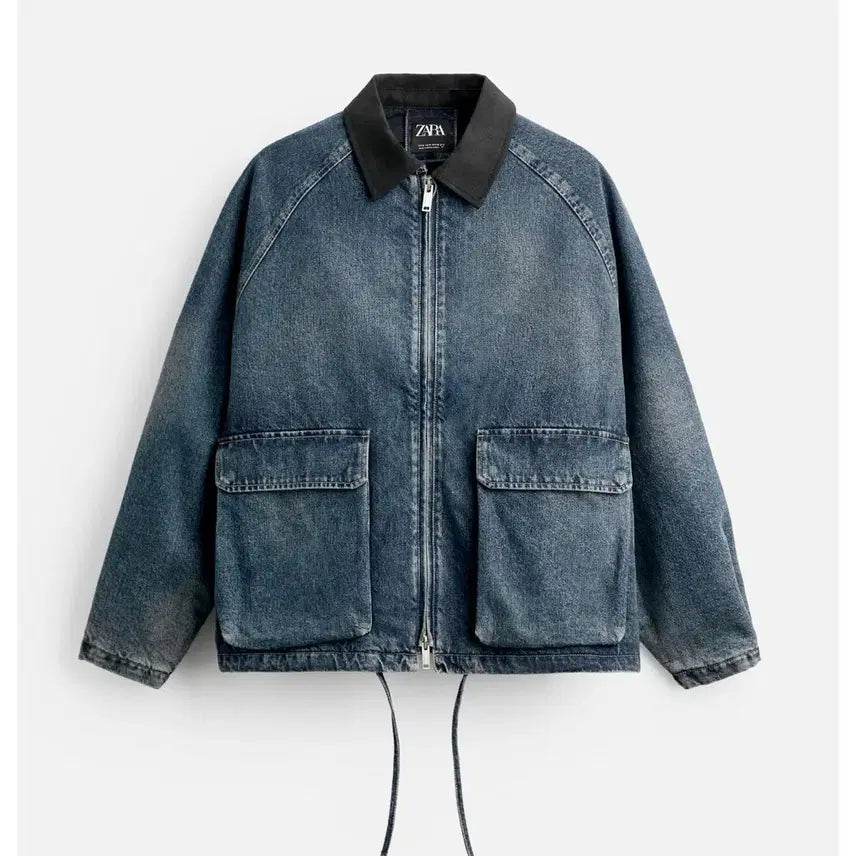 [BUNJANG] Zara Contrast Collar Denim Jacket (M) / (M) 자라 콘트라스트 칼라 데님 자켓