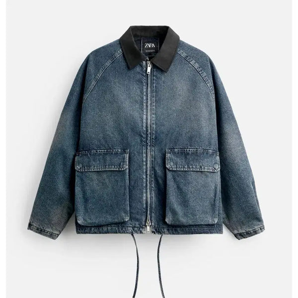 [BUNJANG] Zara Contrast Collar Denim Jacket (M) / (M) 자라 콘트라스트 칼라 데님 자켓