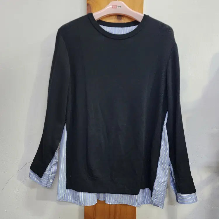[BUNJANG] Juun.J Layered Knit Sweater Black M / 준지 juun.j 셔츠 레이어드 니트 스웨터 블랙 M