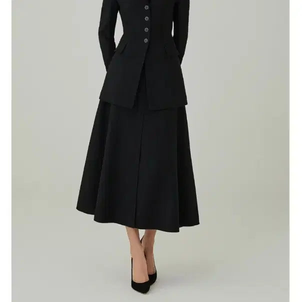 [BUNJANG] Hanabo Black Flare Skirt / 하나보  블랙 플레어 스커트