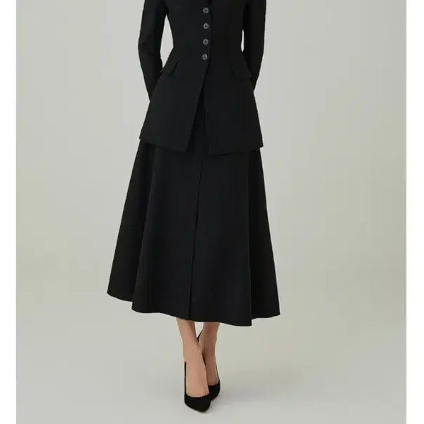 [BUNJANG] Hanabo Black Flare Skirt / 하나보  블랙 플레어 스커트
