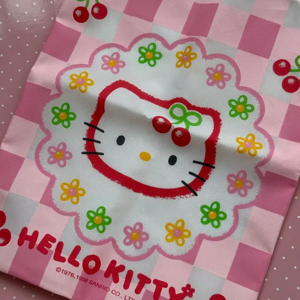 [BUNJANG] Classic Kawaii Hello Kitty Pink Checkered Pouch / 고전 카오하나 헬로키티 핑크 체크 파우치