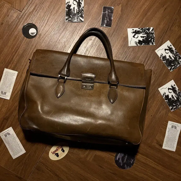 [BUNJANG] VILOMILLO Brown Oversized Leather Brief Bag / VILOMILLO 브라운 오버사이즈 레더 브리프 백