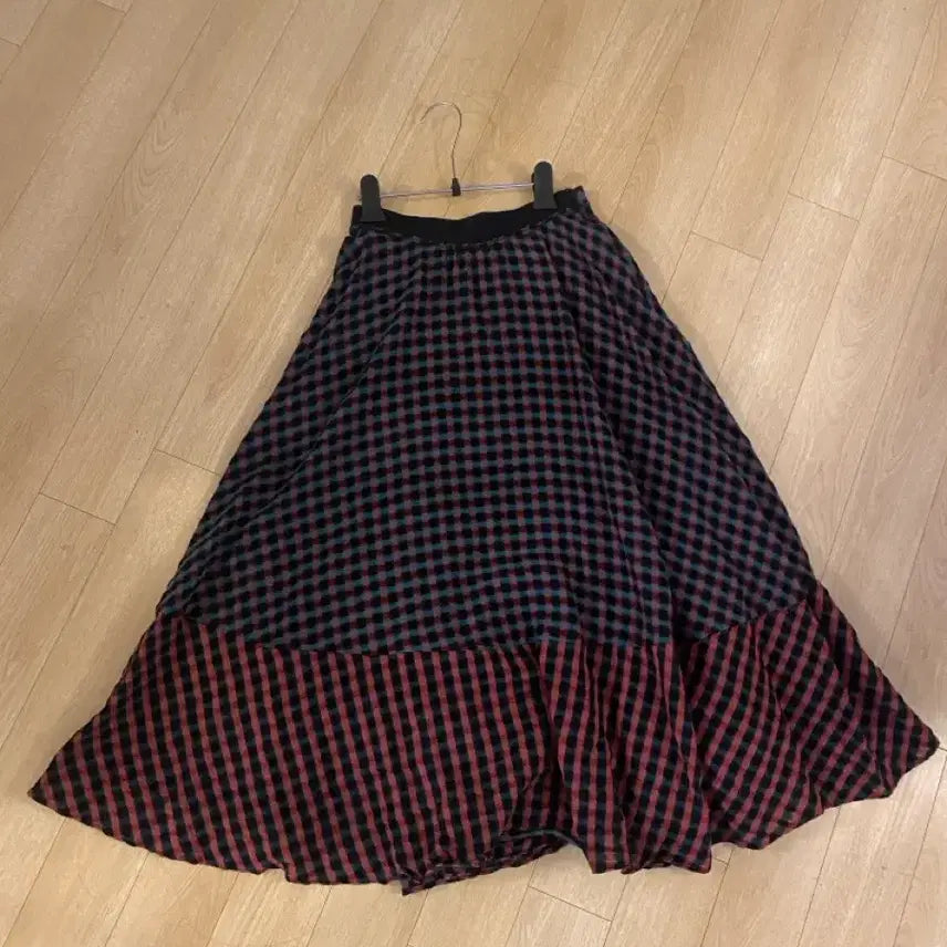 [BUNJANG] System Check Pattern Long Skirt / 시스템 롱 스커트