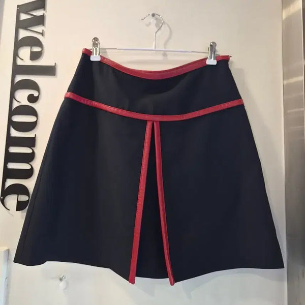 [BUNJANG] Prada Skirt Navy Red Leather Trim / 정품 프라다 스커트