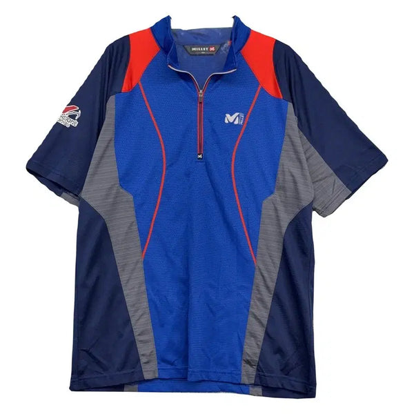 [BUNJANG] Millet Blue Logo Functional Half-Zip T-Shirt (L) / 밀레 블루 로고 기능성 반집업 반팔티 100(L)