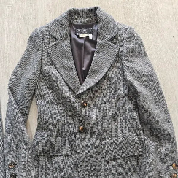 [BUNJANG] Salvatore Ferragamo Women's Herringbone Wool Blend Jacket / 살바토레 페라가모 헤링본 자켓 55~66