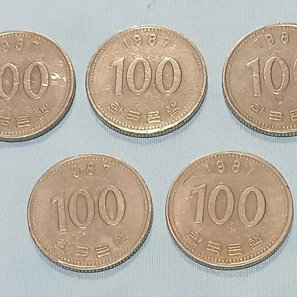 [BUNJANG] 1987 100 Won Coins Bundle Set (5 pieces) / 1987년 100원 동전 5개 일괄