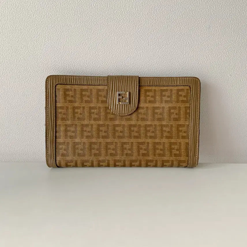[BUNJANG] Fendi Zucca Fabric Leather Strap Long Wallet / 펜디(FENDI) 주카 패브릭 장지갑