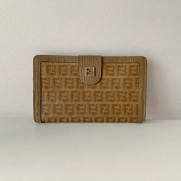 [BUNJANG] Fendi Zucca Fabric Leather Strap Long Wallet / 펜디(FENDI) 주카 패브릭 장지갑