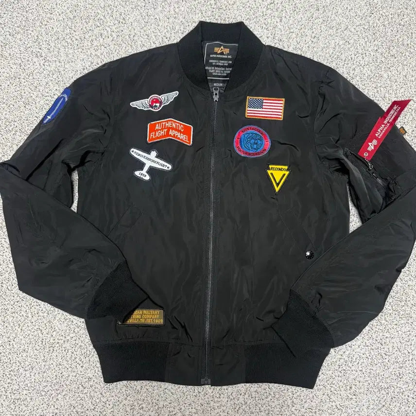 [BUNJANG] Alpha Industries Patch MA-1 Flight Jacket Black Size 95 / 알파 인더스트리 패치 항공 점퍼 검정 95