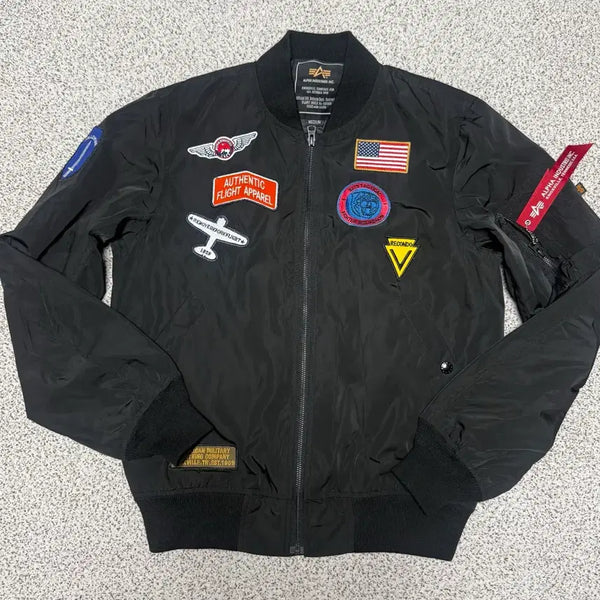[BUNJANG] Alpha Industries Patch MA-1 Flight Jacket Black Size 95 / 알파 인더스트리 패치 항공 점퍼 검정 95