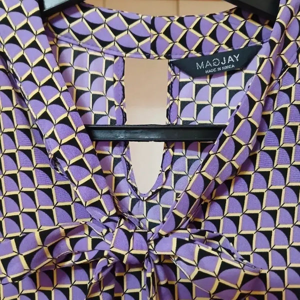 [BUNJANG] Magjay Purple Geometric Pattern Blouse / 매그제이 퍼플 기하학 패턴 블라우스