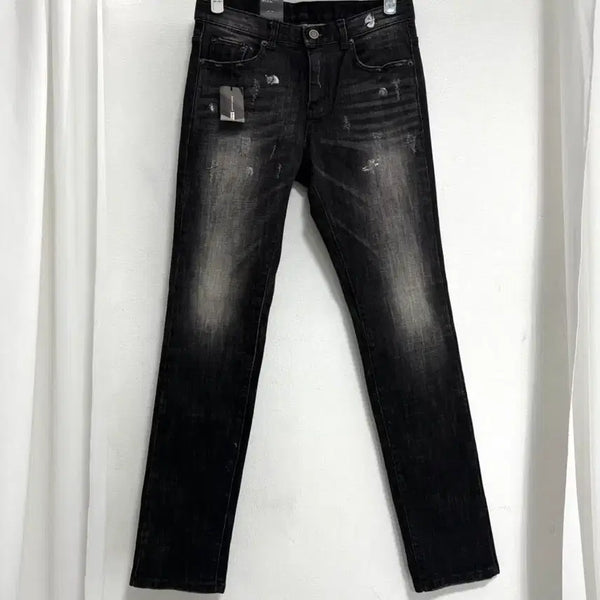 [BUNJANG] Black Washed Distressed Straight Skinny Pants / 블랙 워싱 디스트로이드진 distressed straight skinny pants