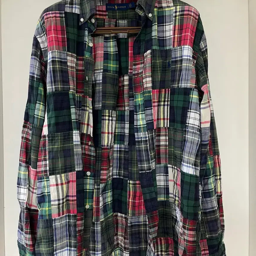 [BUNJANG] Polo Ralph Lauren Madras Patchwork Shirt L / 폴로 랄프로렌 마드라스 패치워크 셔츠 L