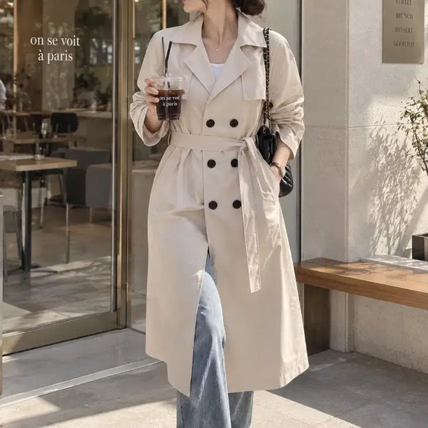 [BUNJANG] Belted Long Trench Coat / (새제품)벨티드 롱 트렌치자켓 55~77
