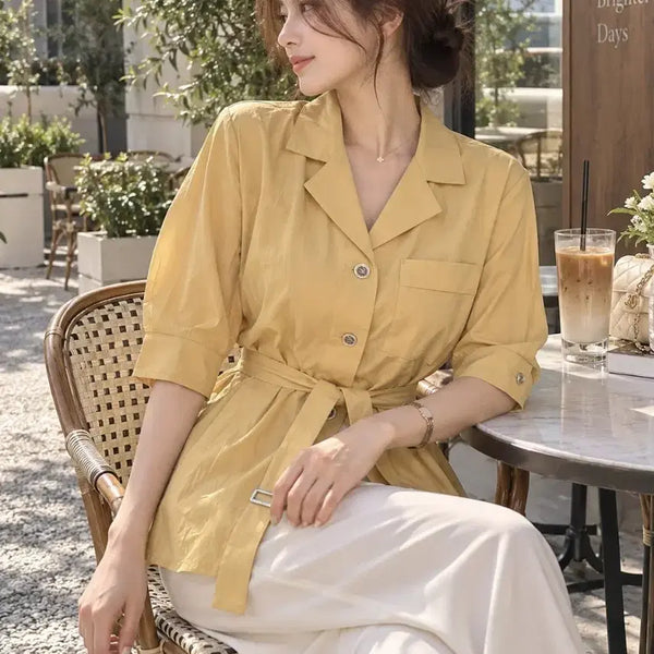 [BUNJANG] Mustard Belted Jacket / 머스타드 벨티드 자켓 55~77