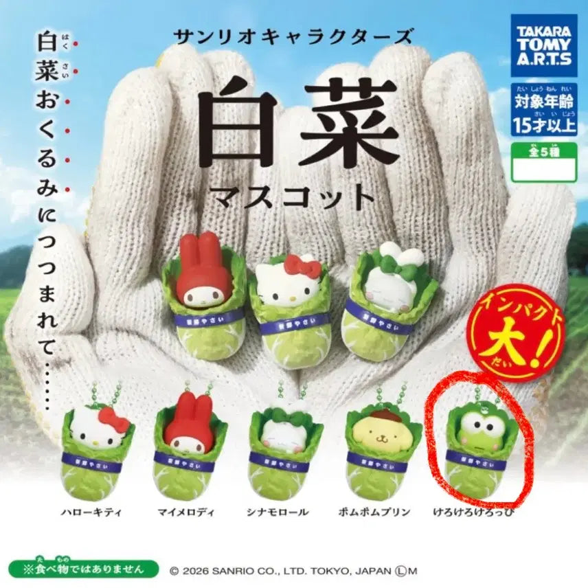 [BUNJANG] Sanrio Baechu Mascot Figure Keyring / 산리오 배추 마스코트 피규어 키링 가챠 케로피