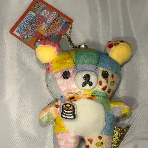[BUNJANG] Rilakkuma Pastel Patchwork Plush Keychain / 리락쿠마 파스텔 파치워크 인형 키링