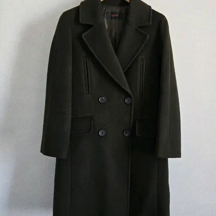 [BUNJANG] SOUP Double-Breasted Wool Blend Coat Khaki / SOUP 더블코트 카키 울코트