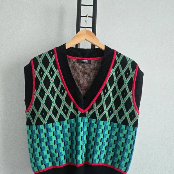 [BUNJANG] Egoist Argyle Pattern Knit Vest / 에고이스트  조끼 아가일 패턴