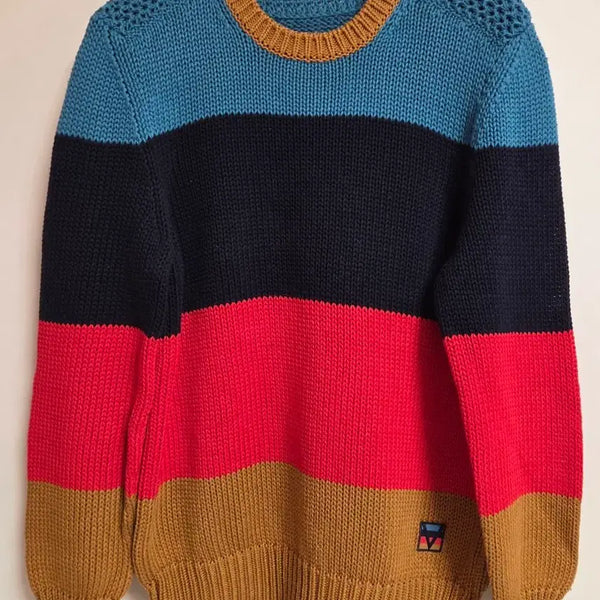 [BUNJANG] Louis Vuitton Multicolor Border Crewneck Sweater / 루이비통 멀티보더 크루넥 스웨터