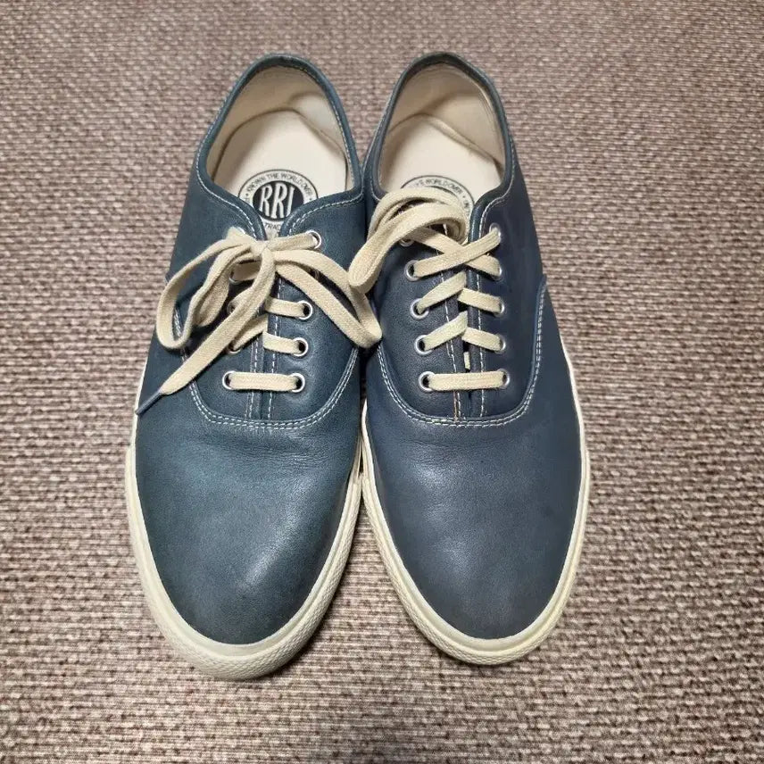 [BUNJANG] RRL Indigo Dye Leather Deck Shoes 270 / RRL 더블알엘 인디고 다잉 레더 덱 슈즈 270