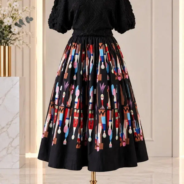 [BUNJANG] Unique Pattern Flare Banding Skirt / 유니크패턴 플레어 밴딩스커트