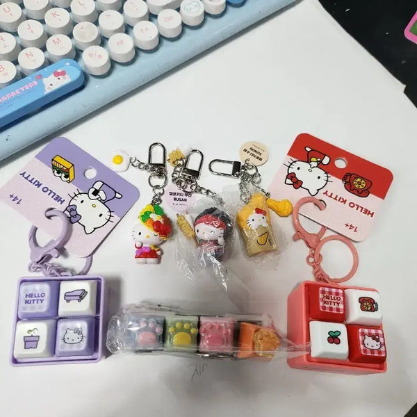 [BUNJANG] Hello Kitty Keychain & Keycap Set (6 Types) / 헬로키티 키링 열쇠고리 키캡 세트  6종셋트