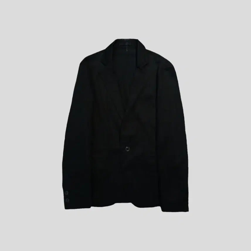 [BUNJANG] KLEIN PLUS HOMME Pigment Black Stripe Pattern Single Blazer / KLEIN PLUS HOMME 피그먼트 블랙 스트라이프 패턴 뒷트임 코튼 블렌드 원버튼 싱글 블레이저 WOMANS M