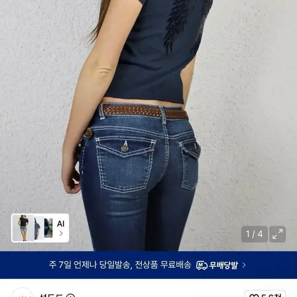 [BUNJANG] Subdued Wings Sequin T-shirt (Blue) / 섭듀드 윙즈 스팽글 티셔츠 (블루)