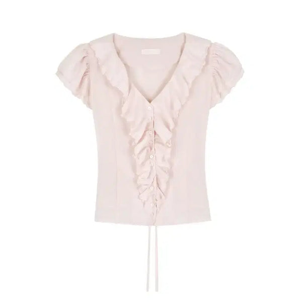 [BUNJANG] Clishé Pink Rosy Chiffon Blouse / 클리시어 Pink rosy chiffon blouse