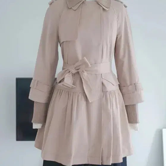 [BUNJANG] Lenivon Ribbed Trench Coat Beige / 레니본 시보리 트렌치코트55