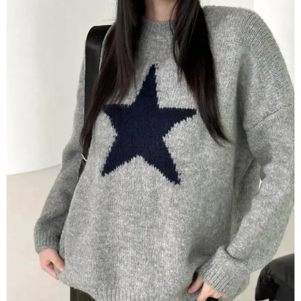 [BUNJANG] Gray Star Knit Sweater / 에이블리 지그재그 그레이 별 니트