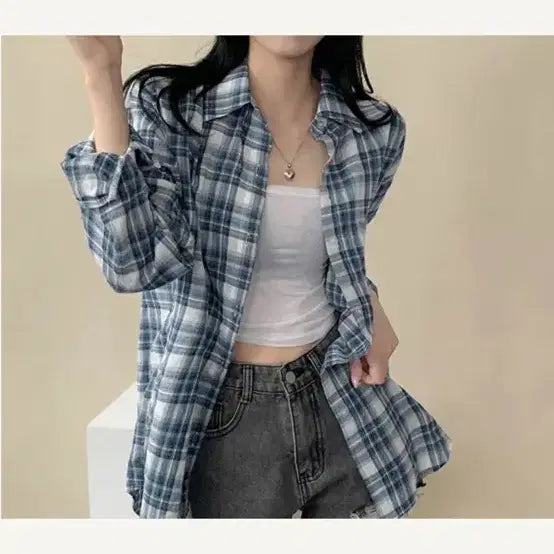 [BUNJANG] Oversized Check Shirt / 체크 남방 오버핏
