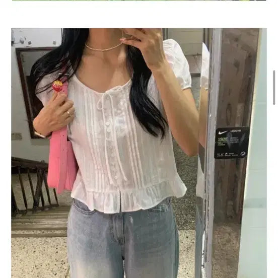 [BUNJANG] Oubdon Pintuck White Blouse / 오브던 핀턱 화이트 블라우스