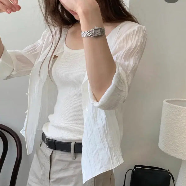 [BUNJANG] Once White Shirring Cardigan / 온스 화이트 셔링 가디건