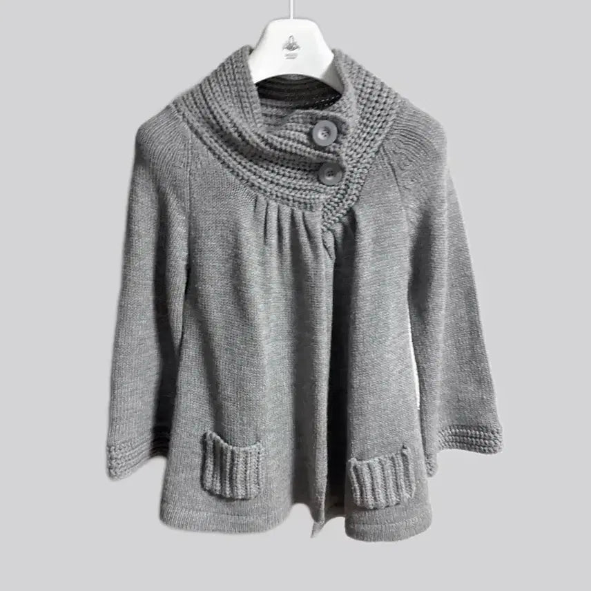 [BUNJANG] Knit Cape Cardigan - Gray / 니트 가디건 그레이 케이프