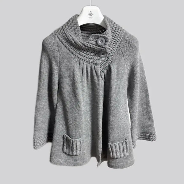 [BUNJANG] Knit Cape Cardigan - Gray / 니트 가디건 그레이 케이프