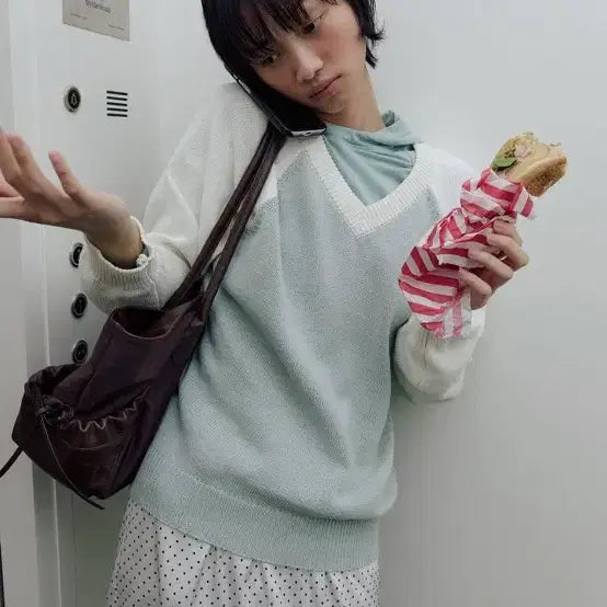 [BUNJANG] Artd Ragnlan Color-Block Knit / 새상품) 아티드 나그랑 배색 니트