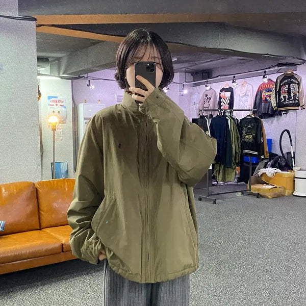 [BUNJANG] Polo Ralph Lauren Khaki Blouson Zip-Up Jacket / 폴로 랄프로렌 카키 블루종 집업 자켓 B5944